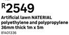 Naterial Artificial Lawn Polyethylene & Polypropylene 36mm Thick 1m x 5m 81401336