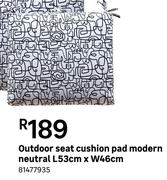 Outdoor Seat Cushion Pad Modern Neutral L53cm x W46cm 81477935