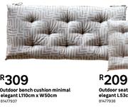 Outdoor Bench Cushion Minimal Elegant L110cm x W50cm 81477937