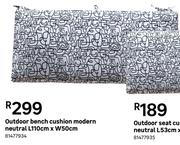 Outdoor Bench Cushion Modern Neutral L110cm x W50cm 81477934