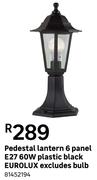 Pedestal Lantern 6 Panel E27 60W Plastic Black Eurolux Excludes Bulb 81452194