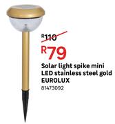 Solar Light Spike Mini LED Stainless Steel Gold Eurolux 81473092