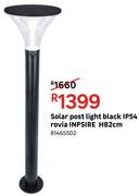 Solar Post Light Black IP54 Rovia Inspire H82cm 81465502