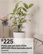 Plastic Pot San Remo White Artevasi 25cm (Excludes Plant) 81464869