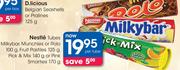 Nestle Tubes Milkybar,MunchiesOrRolo100G,Fruit Pastiles125G,Pick&Mix140GOrPink Smarties170G Per Tube