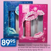 Revlon Charlie Original,Pink SparkleOrGold Gift Set Perfume Wand 17Ml&PerfumeBodySpray90Ml-Per Set