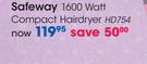 Safeway 1600W Compact Hairdryer-HD754