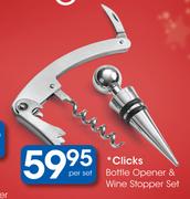 Clicks Bottle Opener & Wine Stopper Set-Per Set