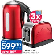 kambrook red kettle and toaster