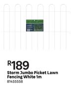 Storm Jumbo Picket Lawn Fencing White 1m 81455558