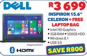 Dell Inspiron 15.6" Celeron + Free Laptop Bag Inspiron 3551