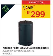 Kitchen Pedal Bin 20Ltr Galvanized Black