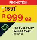 Patio Chair Kiev Wood & Metal-Each