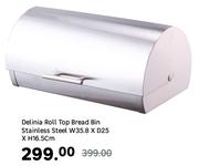 Delinia Stainless Steel Roll Top Bread Bin W35.8 x D25 x H16.5cm