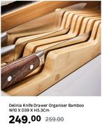 Delinia Bamboo Knife Drawer Organiser W10 x D39 x H5.3cm