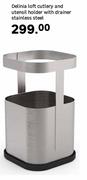 Delinia Loft Cutlery & Utensil Holder With Drainer Stainless Steel