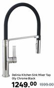 Delinia Kitchen Sink Mixer Tap Oly Chrome Black
