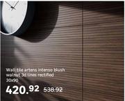 Artens Intenso Blush Walnut 3D Lines Rectified Wall Tile 30 x 90