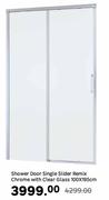 Sensea Shower Door Single Slider Remix Chrome With Clear Glass 100 x 195cm