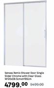 Sensea Remix Shower Door Single Slider Chrome With Clear Glass W120 x D8.5cm x H195cm