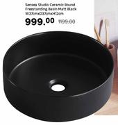 Sensea Studio Ceramic Round Freestanding Basin Matt Black W37cm x D37cm x H12cm