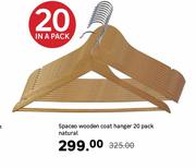 Spaceo Wooden Coat Hanger 20 Pack Natural