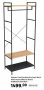 Spaceo Free Standing Garment Rack With Hooks Metal & Wood W106 x D51.5 x H9.8cm