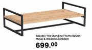Spaceo Free Standing Frame Basket Metal & Wood D46 x H83cm