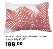 Naterial Palms Polycotton Rect Cushion Orange 180g-45 x 30