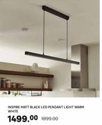 Inspire Matt Black LED Pendant Light Warm