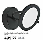 Inspire Single Metal Spotlight Matt Black