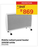 Mobile Radiant Panel Heater 2000W White