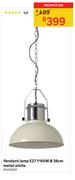 Pendant Lamp E27 1 60W 38cm Metal White