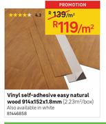 Vinyl Self-Adhesive Easy Natural Wood 914 x 152 x 1.8mm-Per Sqm