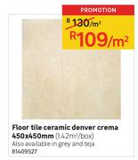 Floor Tile Ceramic Denver Crema 450 x 450mm-Per Sqm