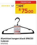 SPACEO Aluminium Hangers Black-4 Pieces