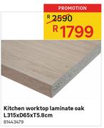 Kitchen Worktop Laminate Oak L315xD65xT5.8cm