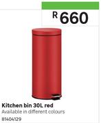 Kitchen Bin 30Ltr Red