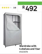 Wardrobe With 4 Shelves And 1 Bar