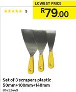 Set Of 3 Scrapers Plastic 50mm + 100mm + 140mm 81432449