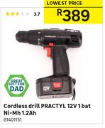 Practyl 12V 1 Bat Ni-Mh 1.2Ah Cordless Drill 81401151