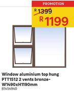 Window Aluminium Top Hung PTT1512 2 Vents Bronze W1490xH1190mm 81454940