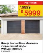 Garage Door Sectional Aluminum Stripe Charcoal-Single-W2440xH2140mm 81428603