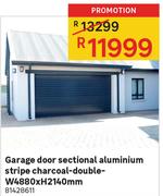 Garage Door Sectional Aluminum Stripe Charcoal-Double W4880 x H2140mm 81428611