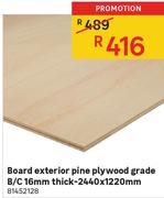 Board Exterior Pine Plywood Grade B/C 16mm Thick-2440x1220mm 81452128