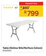 Lifetime Table 81403003-183 x 76 x 74cm(42mm)