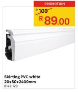PVC Skirting White-20 x 60 x 2400mm