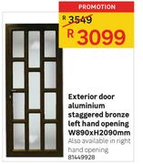special aluminium exterior door staggered bronze left hand opening w890 x h2090mm www guzzle co za