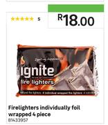 Ignite Firelighters Individually Foil Wrapped 4 Piece