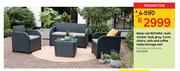 Novara Relax Set Resin Wicker Look Grey, 2 Arm Chairs, Sofa And Coffee Table/ Storage Unit